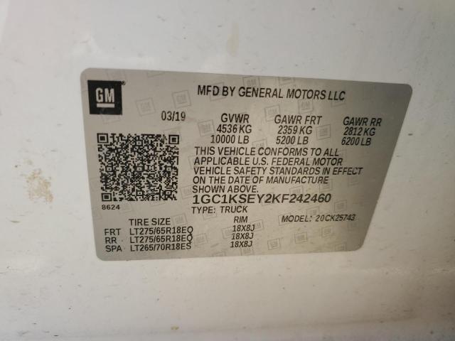 2019 CHEVROLET SILVERADO K2500 HEAVY DUTY LT 1GC1KSEY2KF242460
