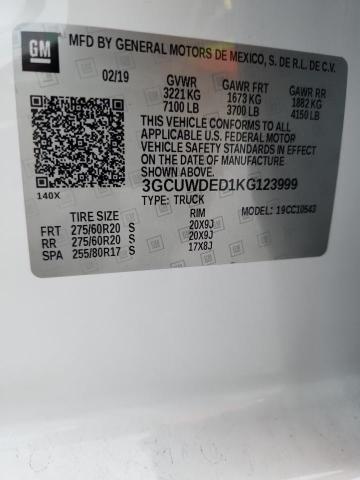 2019 CHEVROLET SILVERADO C1500 RST 3GCUWDED1KG123999