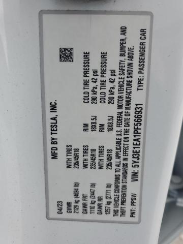 2023 TESLA MODEL 3 5YJ3E1EA1PF566931