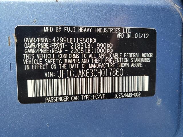 2012 SUBA IMPREZA LIMITED - JF1GJAK63CH017860