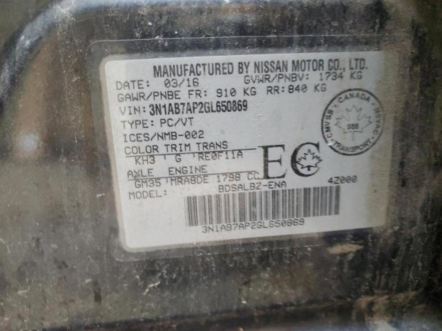 2016 NISSAN SENTRA S 3N1AB7AP2GL650869