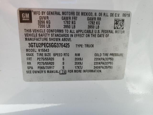 2016 GMC SIERRA K15 3GTU2PEC6GG376425