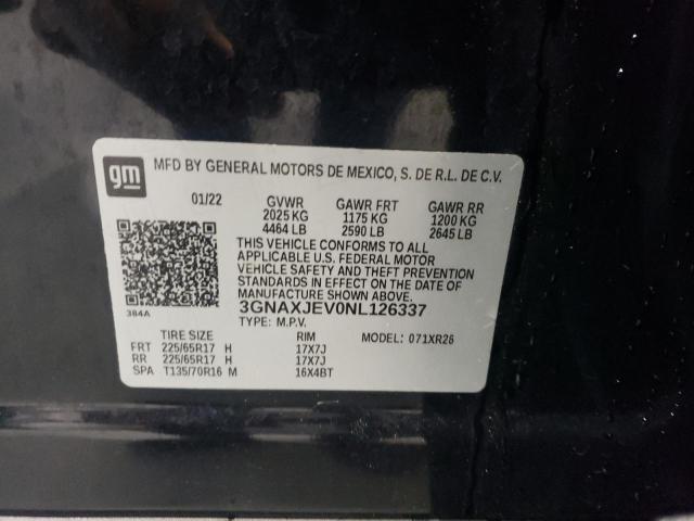2022 CHEVROLET EQUINOX LT 3GNAXJEV0NL126337