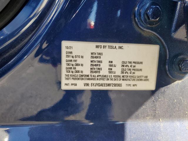 2021 TESLA MODEL Y 5YJYGAEE5MF298965