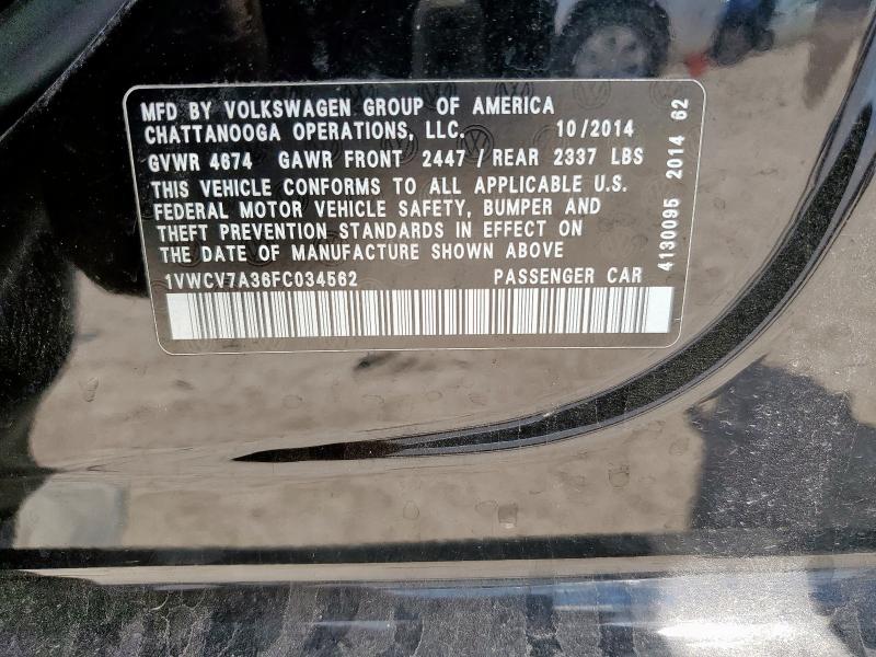 2015 VOLKSWAGEN PASSAT SEL 1VWCV7A36FC034562