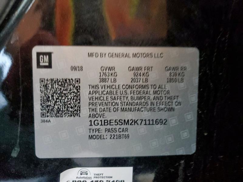 2019 CHEVROLET CRUZ 1G1BE5SM2K7111692