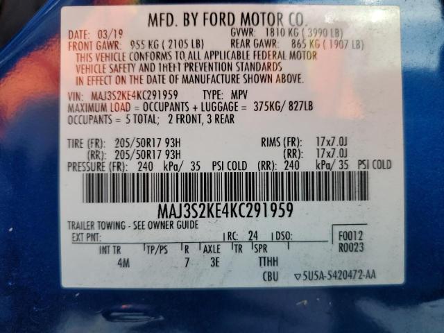 2019 FORD ECOSPORT T MAJ3S2KE4KC291959