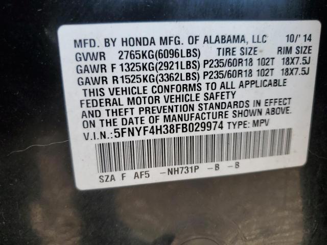 2015 HONDA PILOT SE 5FNYF4H38FB029974
