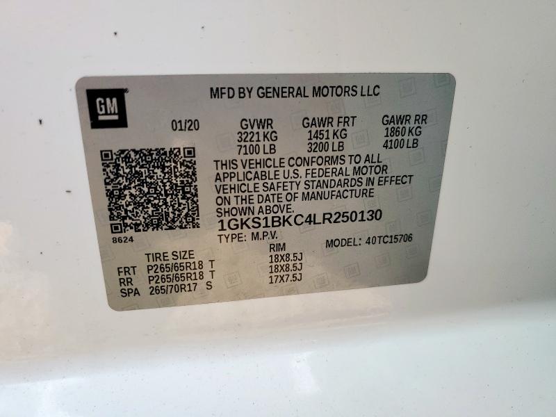 2020 GMC YUKON SLT 1GKS1BKC4LR250130