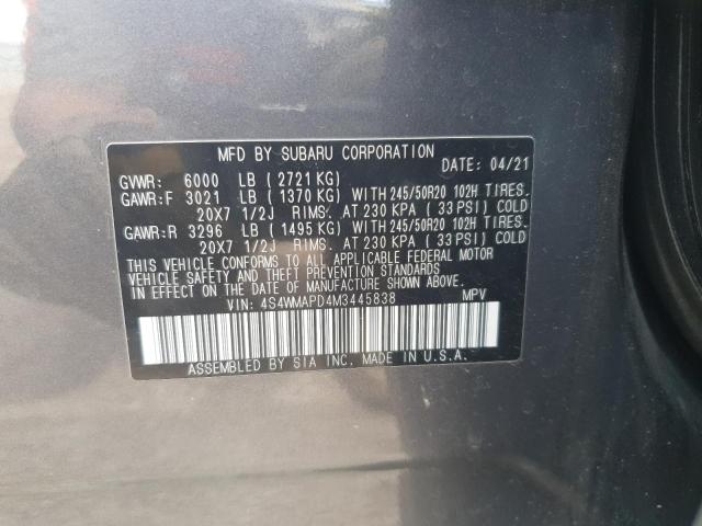 2021 SUBARU ASCENT LIMITED 4S4WMAPD4M3445838