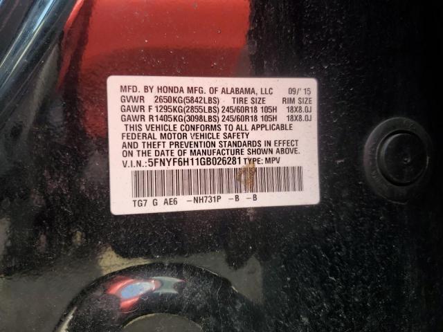 2016 HONDA PILOT LX 5FNYF6H11GB026281