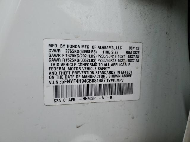 2012 HONDA PILOT TOUR - 5FNYF4H94CB081487