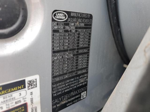 2021 LAND ROVER RANGE ROVE SALYT2EU7MA302637