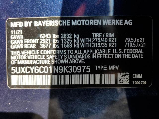 2022 BMW X6 XDRIVE4 - 5UXCY6C01N9K30975