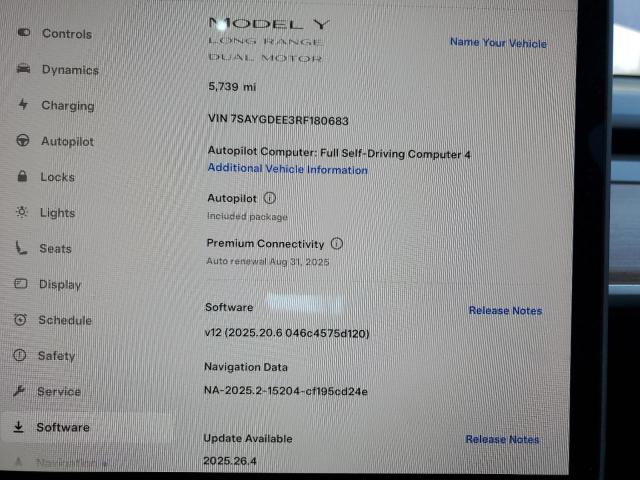 2024 TESLA MODEL Y 7SAYGDEE3RF180683