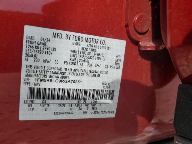 2024 FORD EXPLORER K 1FM5K8LC9RGA70651