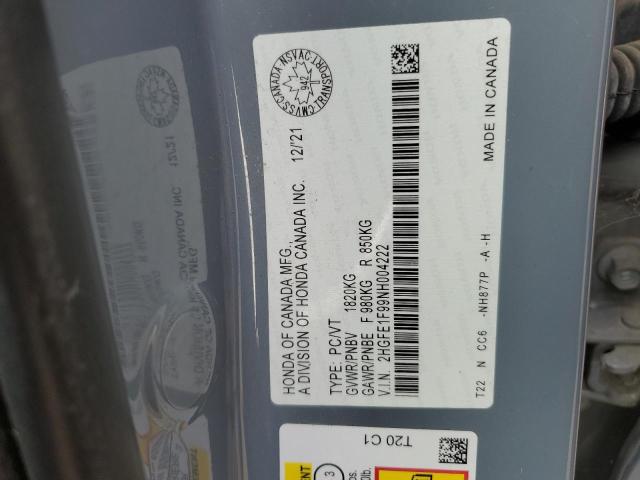 2022 HONDA CIVIC TOUR 2HGFE1F99NH004222