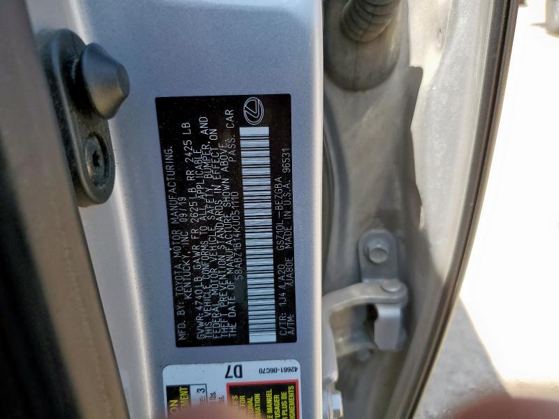 2019 LEXUS ES 350 58ABZ1B14KU051110