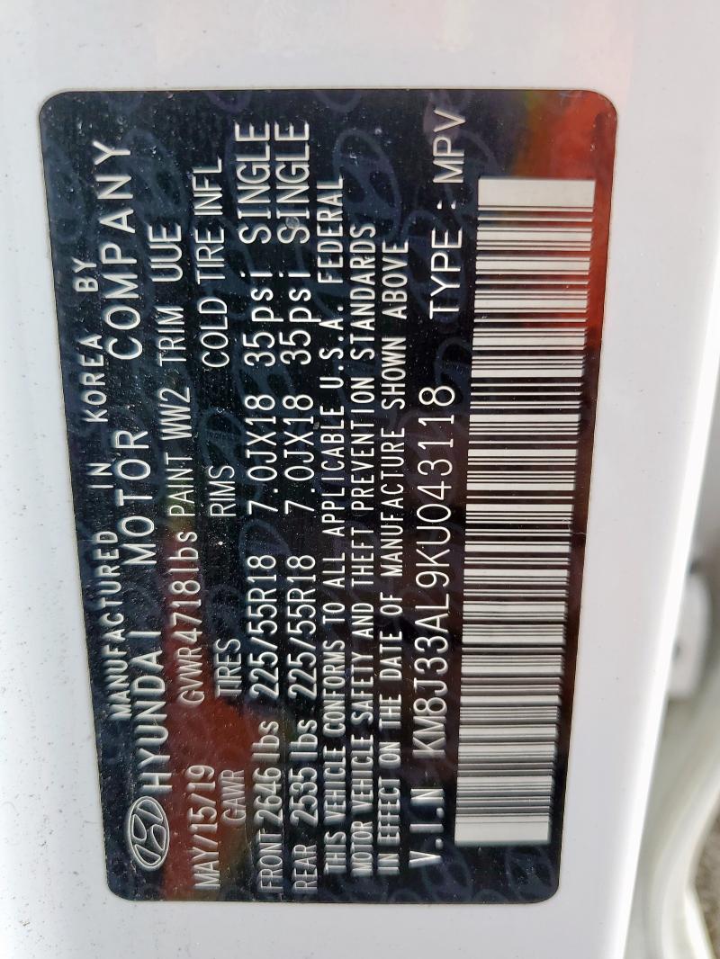 2019 HYUNDAI TUCSON LIM - KM8J33AL9KU043118