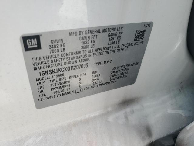 2016 CHEVROLET SUBURBAN K1500 LTZ 1GNSKJKCXGR207606