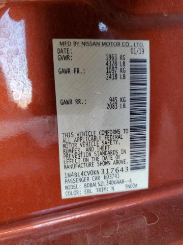 2019 NISSAN ALTIMA SR 1N4BL4CV0KN317643