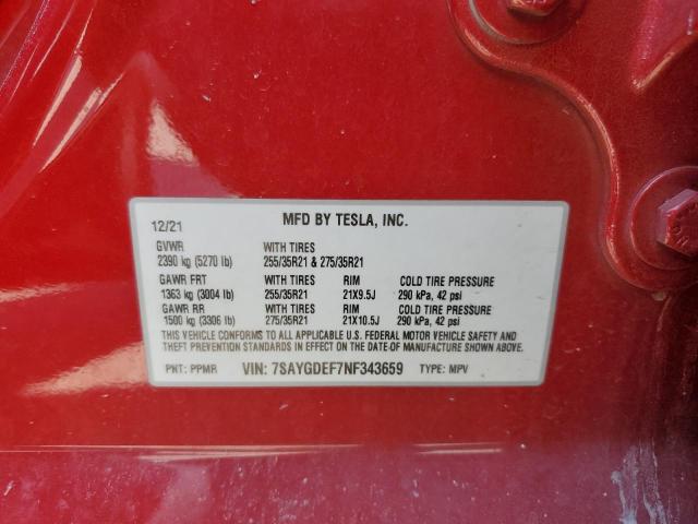 2022 TESLA MODEL Y 7SAYGDEF7NF343659