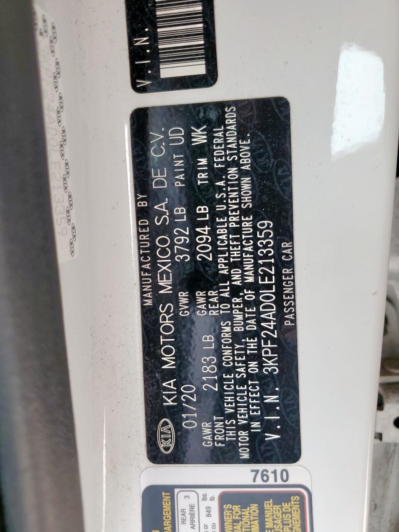 2020 KIA FORTE FE 3KPF24AD0LE213359