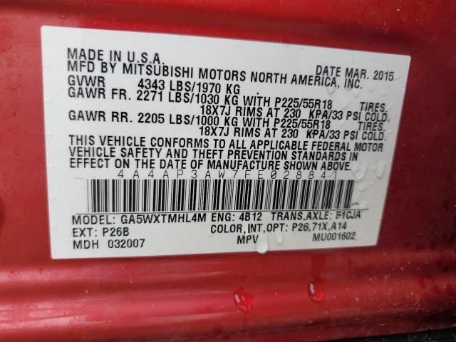 2015 MITSUBISHI OUTLANDER 4A4AP3AW7FE028841