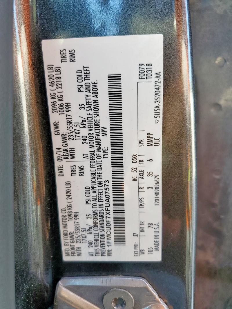 2015 FORD ESCAPE 4D 1FMCU0F7XFUA07573