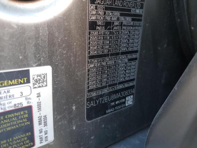 2021 LAND ROVER RANGE ROVE SALYT2EU8MA308334