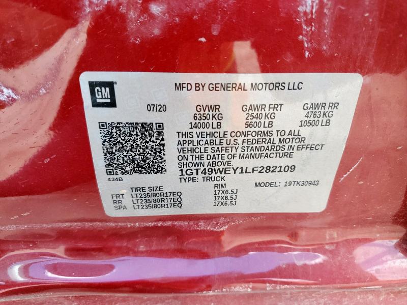 2020 GMC SIERRA K35 1GT49WEY1LF282109