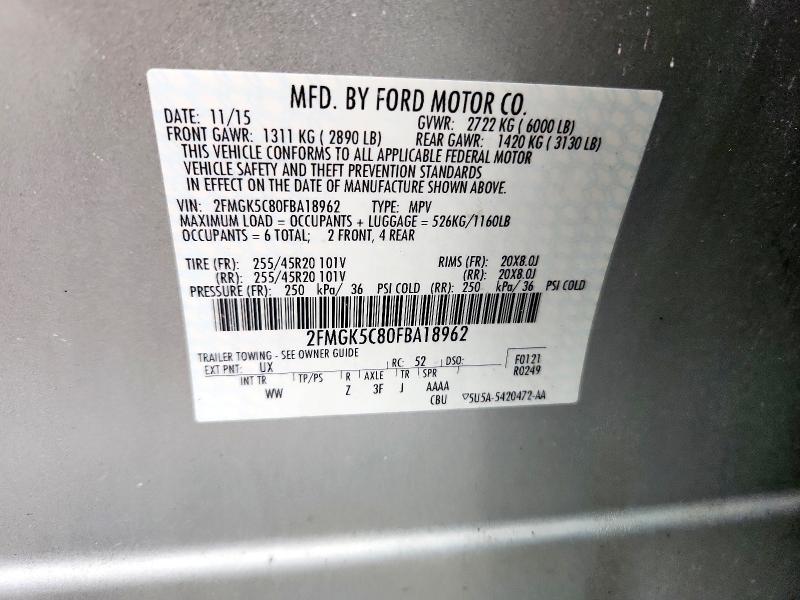 2015 FORD FLEX SEL 2FMGK5C80FBA18962