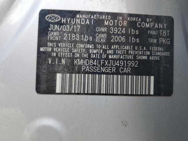 2018 HYUNDAI ELANTRA SEL KMHD84LFXJU491992