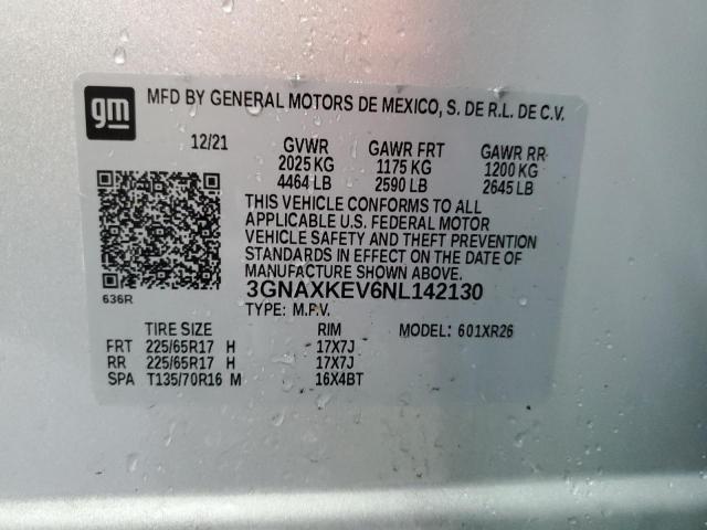 2022 CHEVROLET EQUINOX LT 3GNAXKEV6NL142130