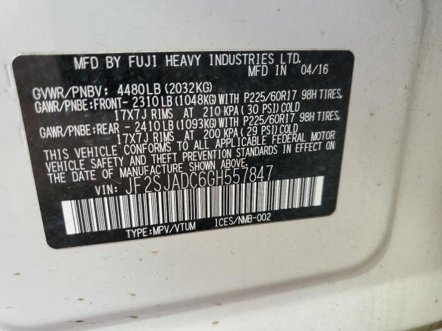 2016 SUBARU FORESTER 2 JF2SJADC6GH557847