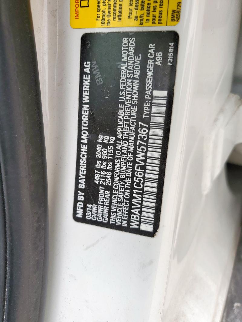 2015 BMW X1 SDRIVE2 WBAVM1C56FVW57367