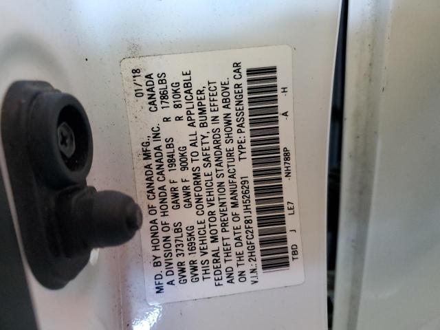 2018 HONDA CIVIC EX 2HGFC2F81JH526291