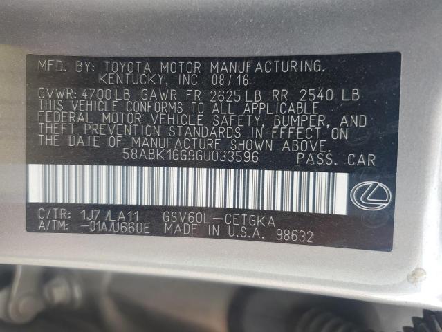 2016 LEXUS ES 350 58ABK1GG9GU033596