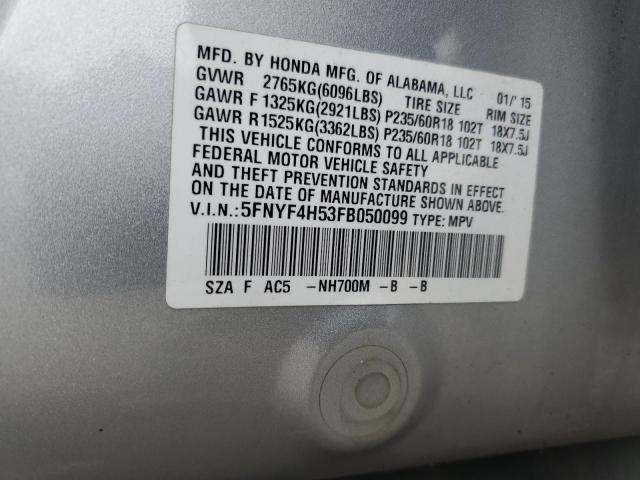 2015 HONDA PILOT EXL 5FNYF4H53FB050099