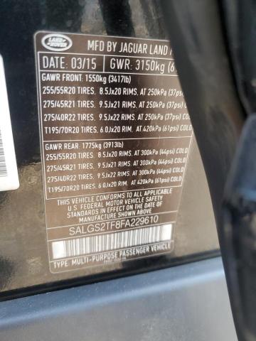 2015 LAND ROVER RANGE ROVE SALGS2TF8FA229610
