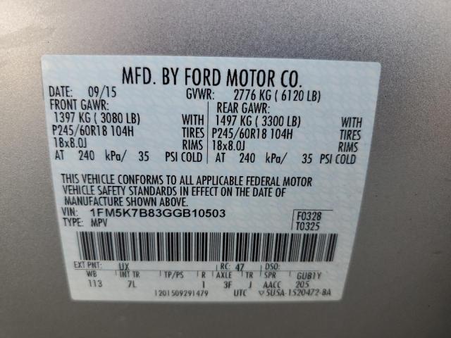 2016 FORD EXPLORER 1FM5K7B83GGB10503