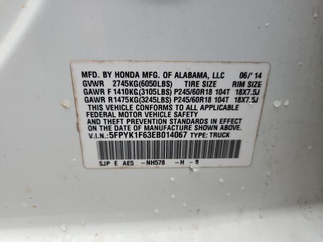 2014 HONDA RIDGELINE - 5FPYK1F63EB014067