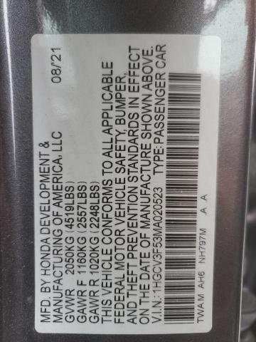 2021 HONDA ACCORD HYB 1HGCV3F53MA020523