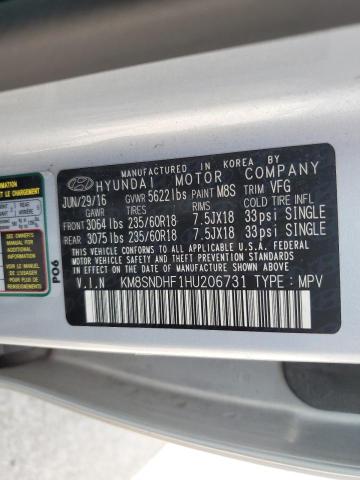 2017 HYUNDAI SANTA FE KM8SNDHF1HU206731