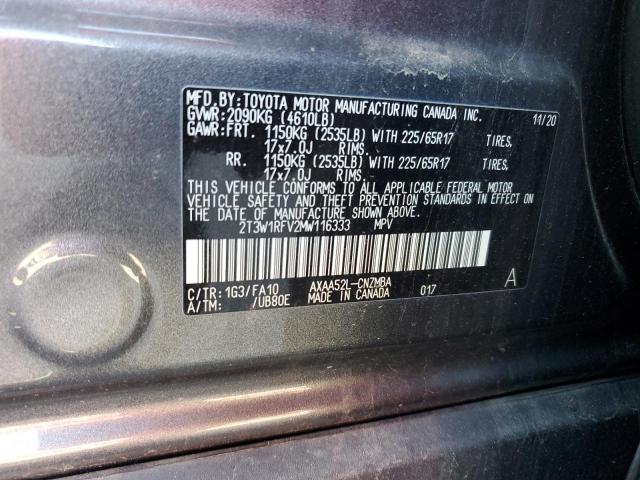 2021 TOYOTA RAV4 XLE 2T3W1RFV2MW116333