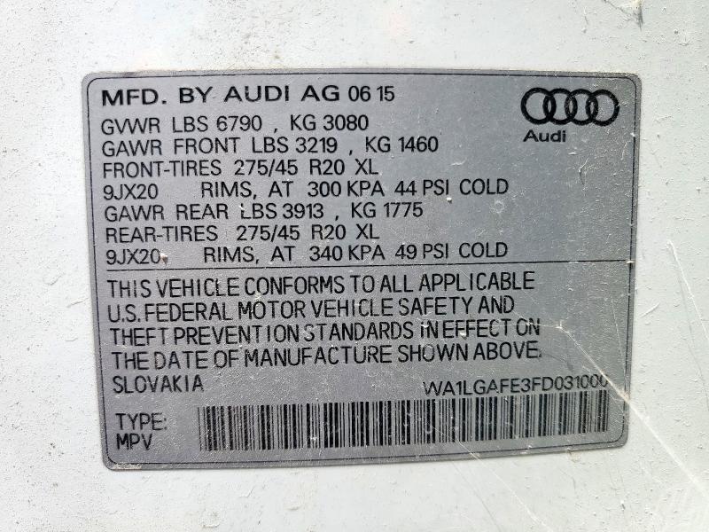 2015 AUDI Q7 PREMIUM WA1LGAFE3FD031000
