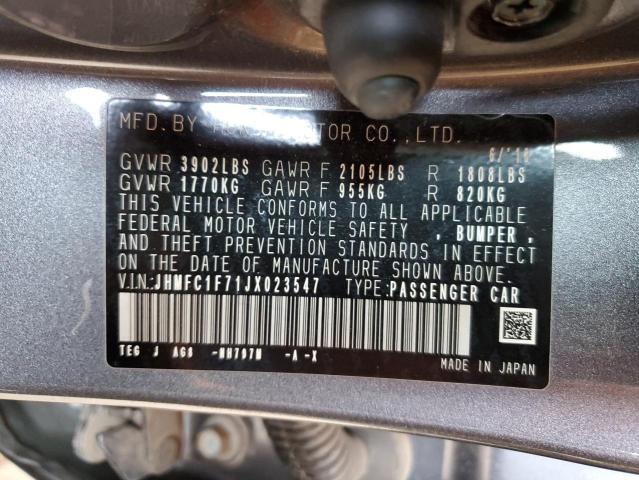 2018 HONDA CIVIC EXL JHMFC1F71JX023547