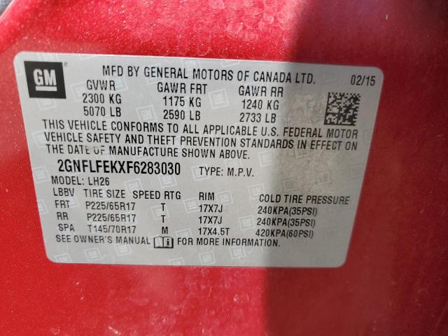 2015 CHEVROLET EQUINOX LT 2GNFLFEKXF6283030