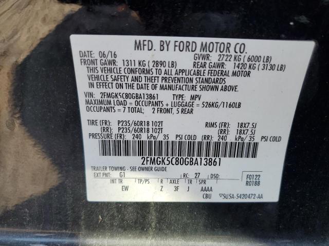 2016 FORD FLEX SEL 2FMGK5C80GBA13861