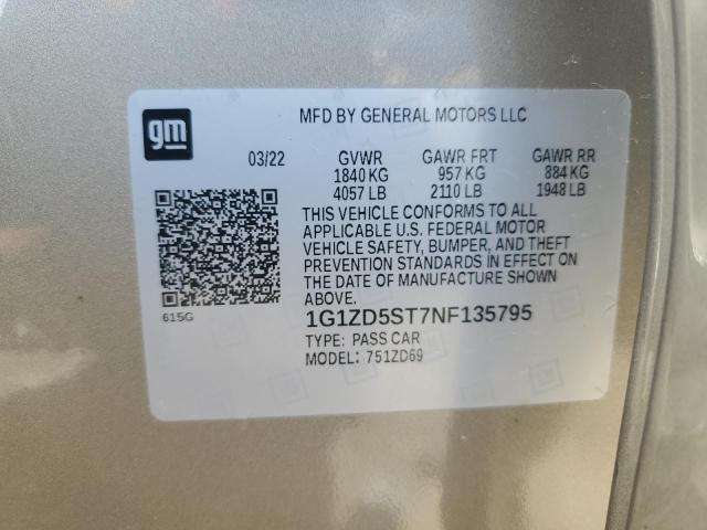 2022 CHEVROLET MALIBU LT 1G1ZD5ST7NF135795